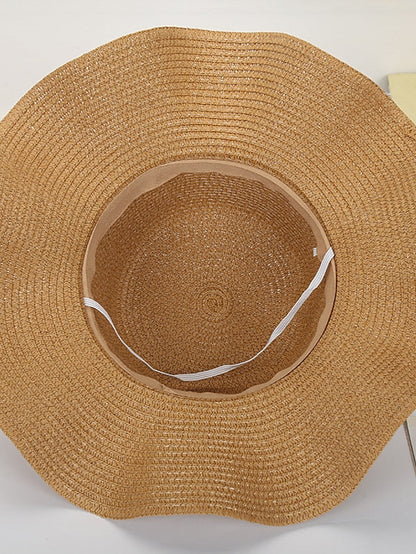 Hat Straw Hat Sun Hat White Blue Khaki Lawn Festival Bow Print Flower Portable Windproof Breathable for Women