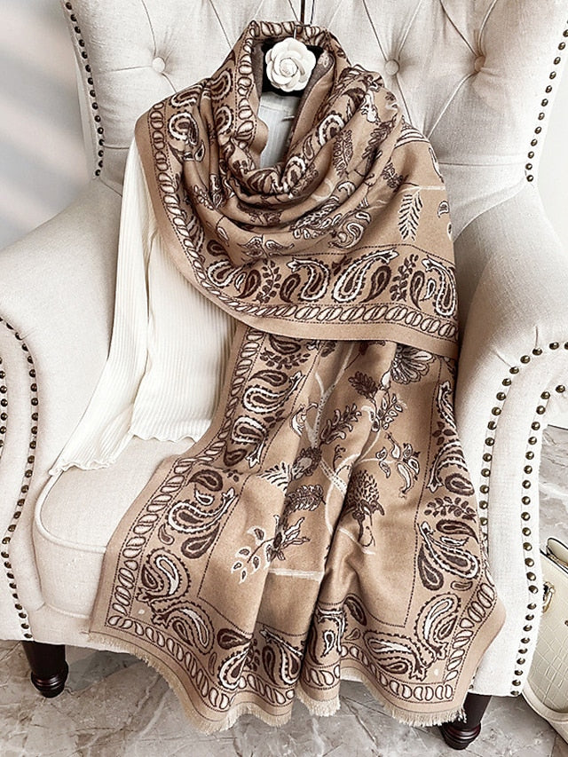Shawls & Wraps Outdoor Dailywear Holiday Wine Red Pink Scarf Floral for Women