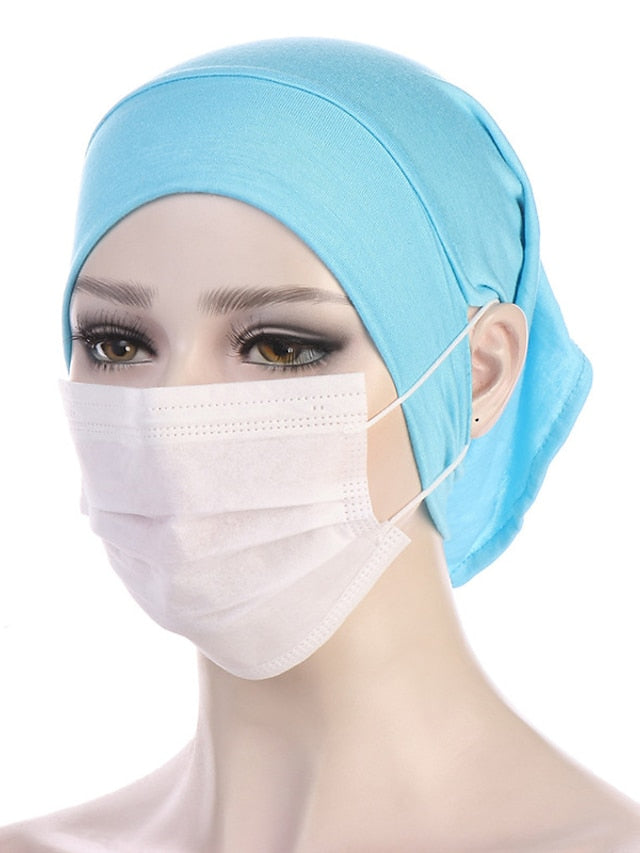Soft Hood With Pierced Ears Inner Hijab Caps Muslim Stretch Turban Cap Islamic Underscarf Bonnet Hat Female Turbante for Women