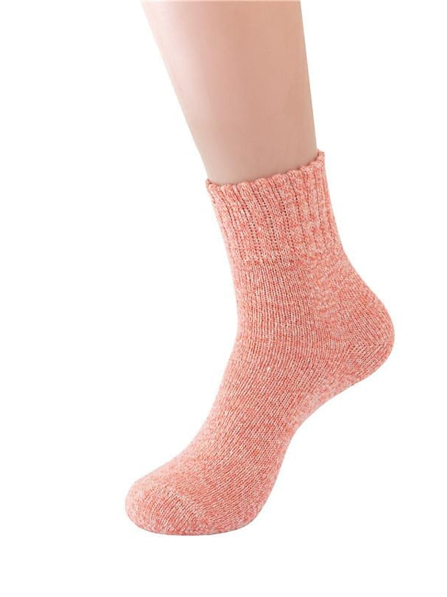 Crew Socks Home Work Daily Wool Spandex Nylon Basic Casual Classic Warm 1 Pair for Women