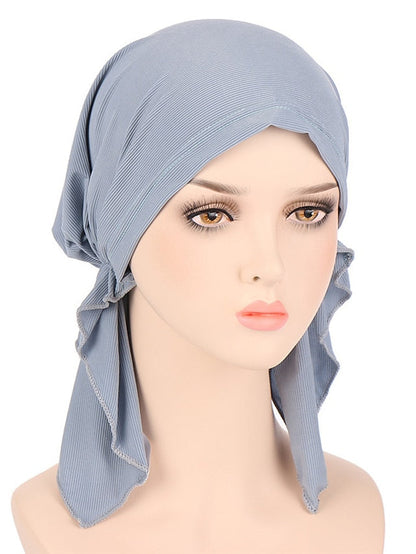 New Elastic Solid Color Wrap Head Scarf Hats Muslim Turban Bonnet For Women Inner Hijab Hat Fashion Female Turbantes Caps for Women