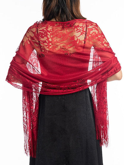 Shawls & Wraps Party Wedding Anniversary Camel Red Pink Scarf Flower / Fall / Winter / Spring / Summer / Polyester for Women
