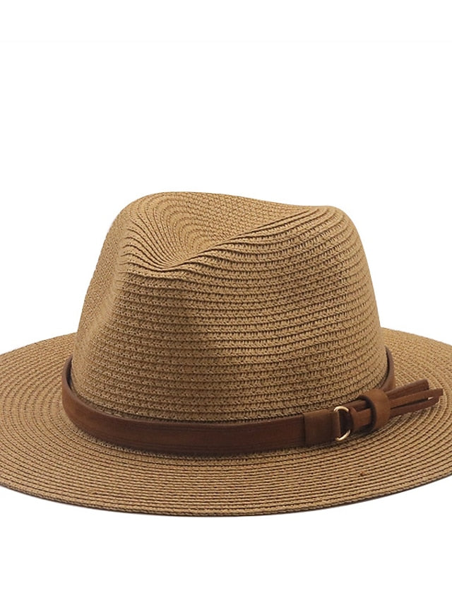 New Summer Straw Sun Hat Women Wide Brim Summer Outing Sun Visor Holiday Cool Hat Seaside Beach Sunscreen Hat Lady Jazz Hat for Women