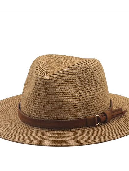 New Summer Straw Sun Hat Women Wide Brim Summer Outing Sun Visor Holiday Cool Hat Seaside Beach Sunscreen Hat Lady Jazz Hat for Women