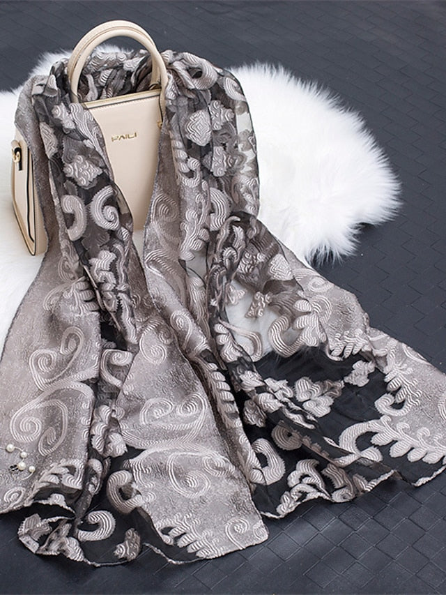 Boho Lady Women Long Soft Wrap Lady Shawl Organza Soft Scarf Scarves for Holiday Beach Accessories for Women