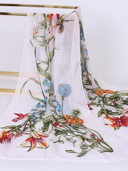Scarves Shawl Gift Daily Holiday Flowers Chiffon Vacation Bohemia Sunscreen Outdoor Casual / Daily 1 PC for Women